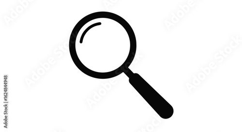Magnifying glass search icon on white background, no distractions, simple purpose