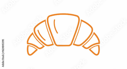 Minimalist Croissant Outlined Icon Vector Illustration.orange color, pastry dough, serving food and drinks, simplicity, sparse, cut out, computer graphic, illustration, morning, outline, butter,
