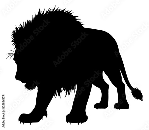 Lion in Attack Pose Silhouette