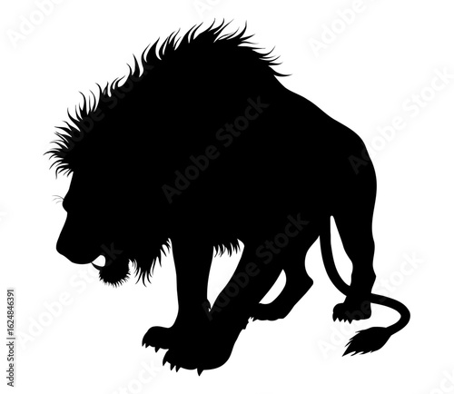 Lion in Attack Pose Silhouette