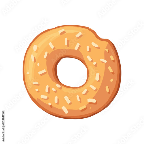 Bagel, round donut with sprinkles on white background  
