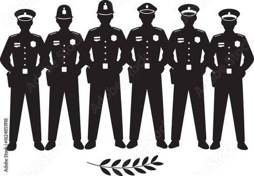 Police Officer Uniform Silhouette Collection on Transparent Background for Law Enforcement