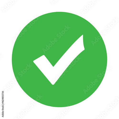 Green Check Mark Symbol of Approval Acceptance and Completion on White Background Represents Success and Agreement Confirmation and Verification Done Status