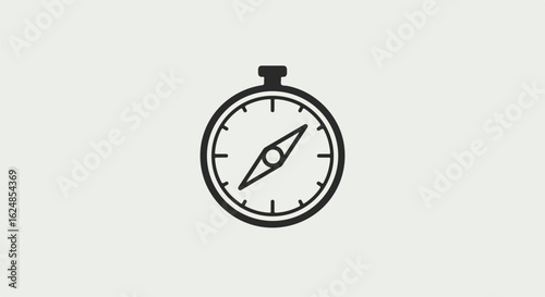 Navigation compass icon on solid background for mapping direction