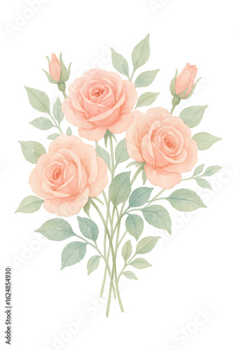 Roses Flower in Watercolor style on transparent background. Plant, floral