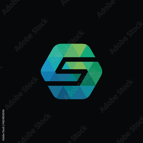 Hexagon Pixel Letter S Logo Design Vector Template