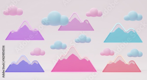 Colorful abstract mountains flat design illustration