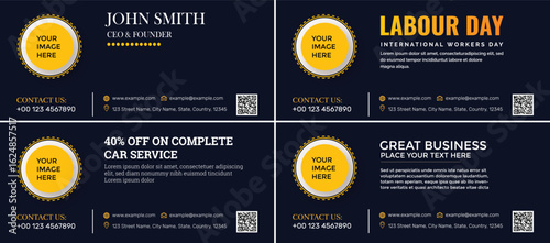 Collection of business and car service promotional banners with holiday theme