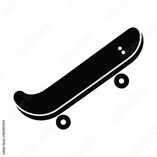 Skateboard Silhouette – Black Vector Isolated on White