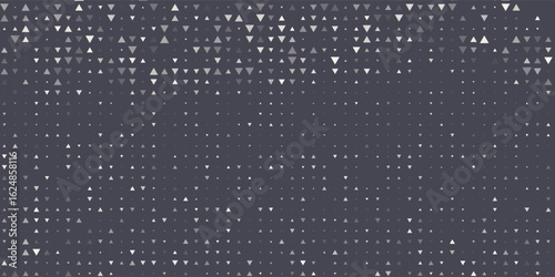 Triangular Halftone Texture Retrowave Vector Geometric Technology Abstract Background. Half Tone Triangles Retro Colored Pattern.