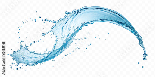 realistic 3d smooth liquid clean water splash in different color and curve  style isolated on transparent  background