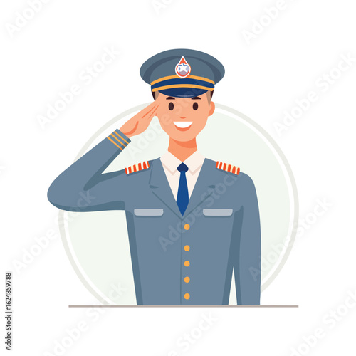 Male Soldier Avatar Icon in a Blue-Gray Uniform - AI Generated