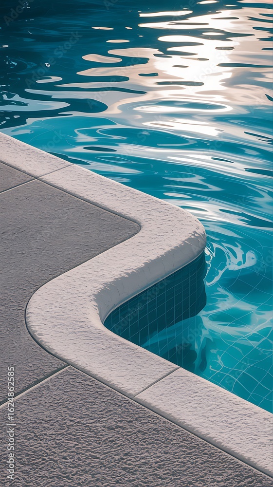 Obraz premium Reflecting Water in a Swimming Pool with Modern Concrete Surround and Tranquil Ripples on a Summer Day