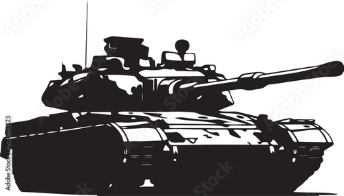 Tank Silhouette Vector, Military Armored Vehicle Clipart