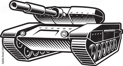 Tank Silhouette Vector, Military Armored Vehicle Clipart