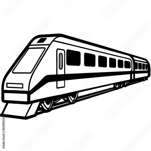 black and white train on tracks clip art preview