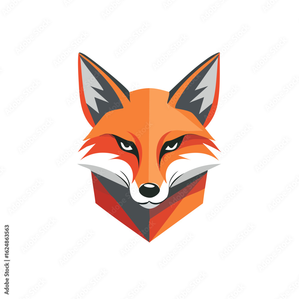 Obraz premium Minimalist geometric fox logo in vector style, using sharp angular shapes and a modern color