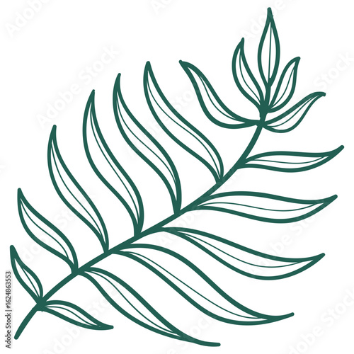Minimalist line art illustration of a fern leaf