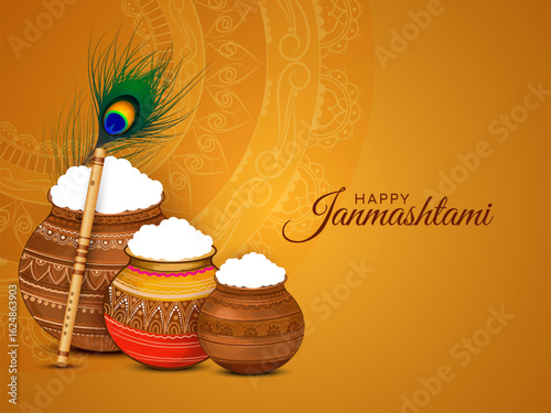 Cultural Happy Janmashtami Indian festival background