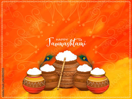 Happy Janmashtami Indian religious divine festival greeting card