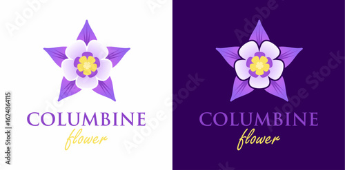 purple columbine flower logo vector