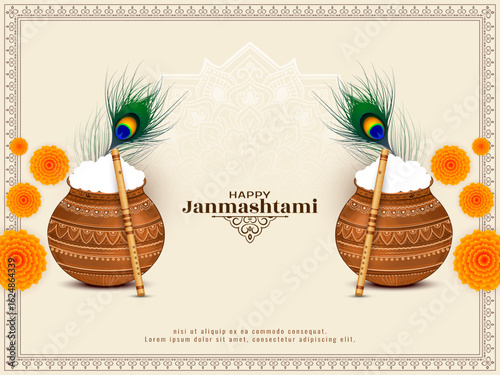 Cultural Happy Janmashtami Indian festival background