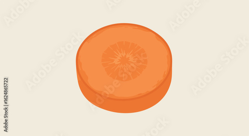 Single carrot slice, laid on light background, for food blogs or simple food prep