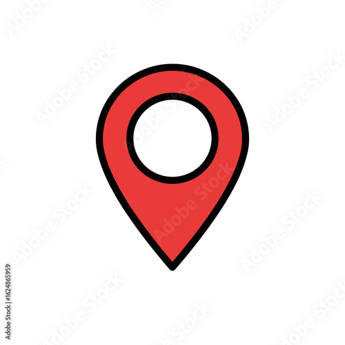Red location marker icon with circular center on white background Free Download Red location marker icon with circular center on white background - GFXLoad