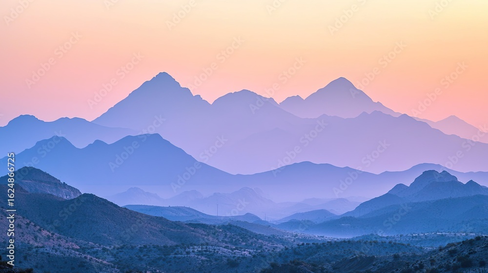 Naklejka premium Mountains during sunset. Beautiful natural landscape in the summer time
