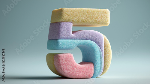 a single Colorful pastel 3D number 
