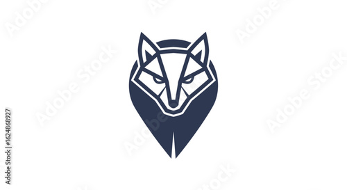 Geometric Fox Head Logo with Map Pin Concept