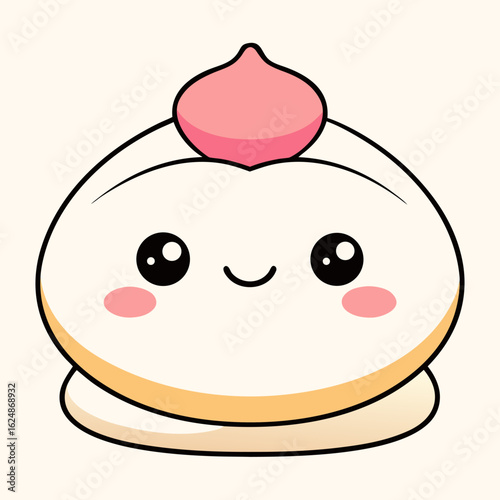 Cute kawaii dumpling character with a folded top design