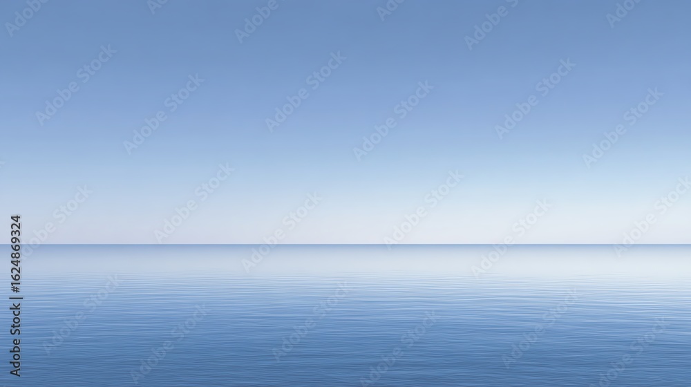 Obraz premium Calm ocean with gentle ripples under a clear blue sky, creating a serene and peaceful seascape.