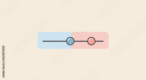 Slider, adjusting level. Control illustration. Pastel colors; clean background