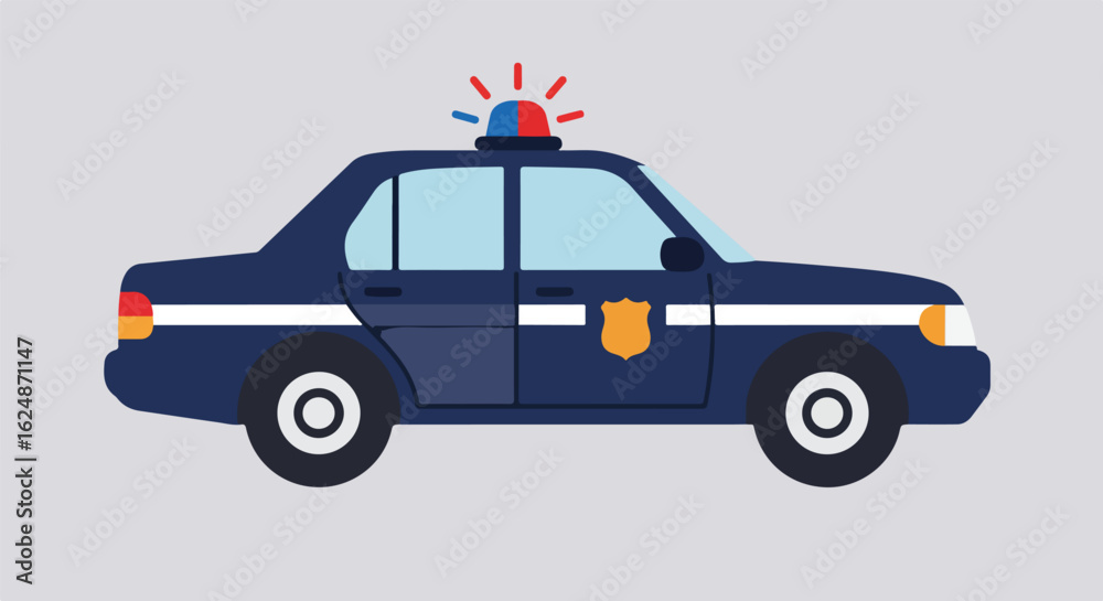 Fototapeta premium Dark Blue Police Car Graphic Icon Isolated, for Law Enforcement Designs Use