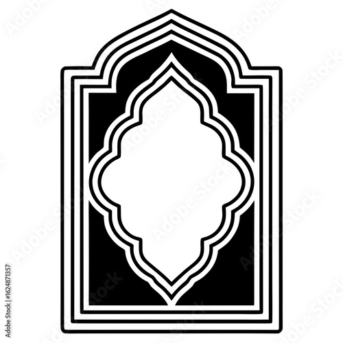 black and white islamic frame design clip art preview
