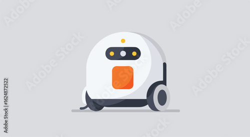 Delivery robot moving against a neutral background for logistics, service usage