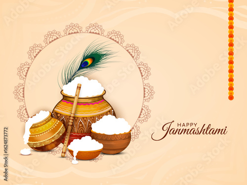 Happy Janmashtami Indian traditional festival celebration background