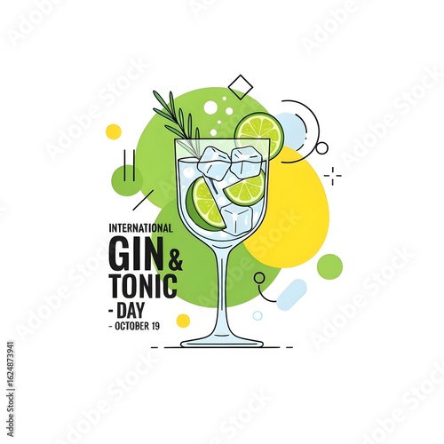 Wallpaper Mural International Gin and Tonic Day – October 19 | Cartoon Chalice with Lemon and Lime Icon Design Torontodigital.ca