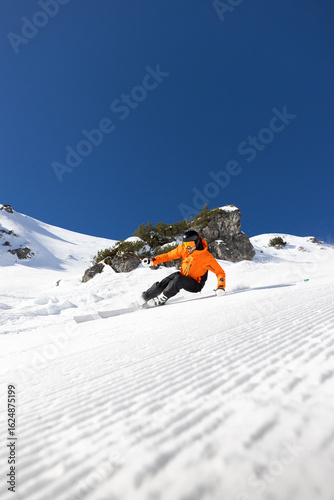 Carving on Freshly Groomed Slopes in Lech