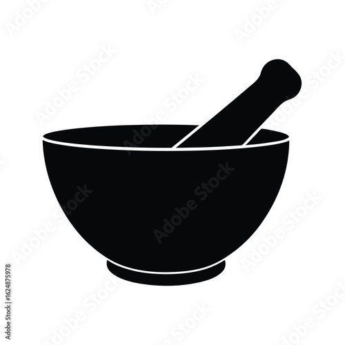 Silhouette Vector of Mortar and Pestle (Stone or Clay Style)
– Classic kitchen prep too