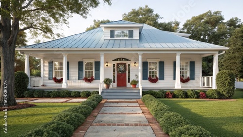 Charming southern colonial home with wraparound porch and lush landscaping