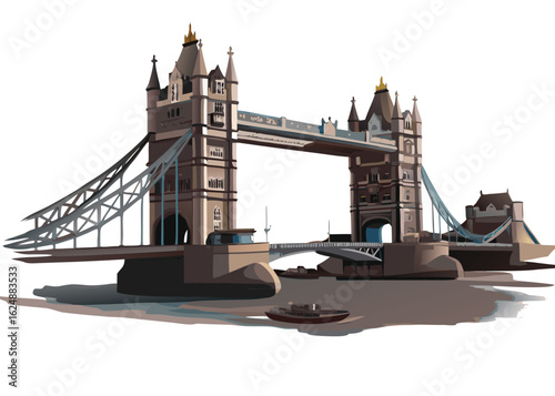 tower bridge in london on color drawing realistic  vector 