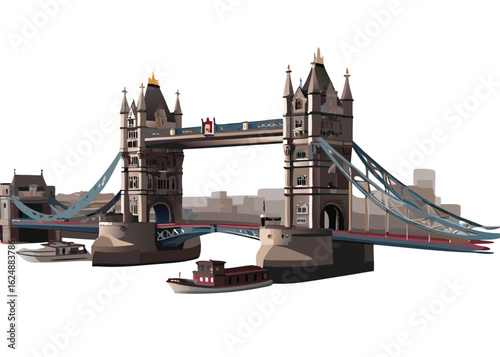 tower bridge in london color drawing realistic  vector with eps