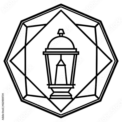 Wallpaper Mural Minimal Lantern in Geometric Border Line Art Torontodigital.ca
