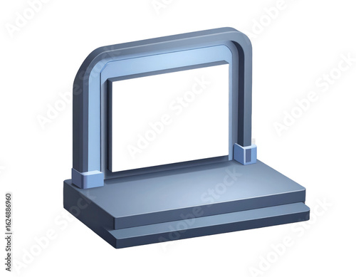 Abstract Architectural Stage Structure With Archway in Blue and Gray on Transparent Background