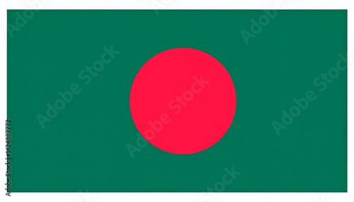 Free Download Bangladesh national flag with green field and off-center red circle, symbolizing lush landscape and liberation war sacrifice, isolated on plain background. - GFXLoad