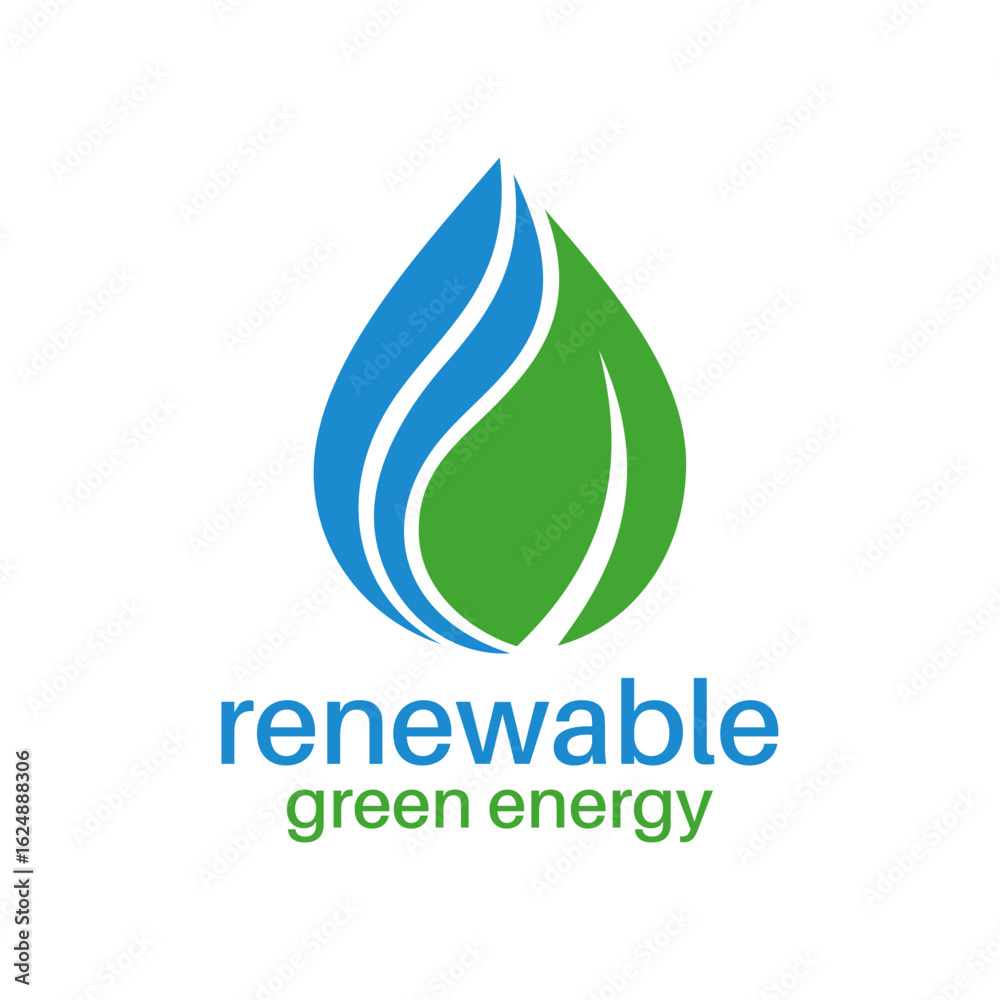 Fototapeta premium Green energy logo vector. Simple design letter icon hand draw