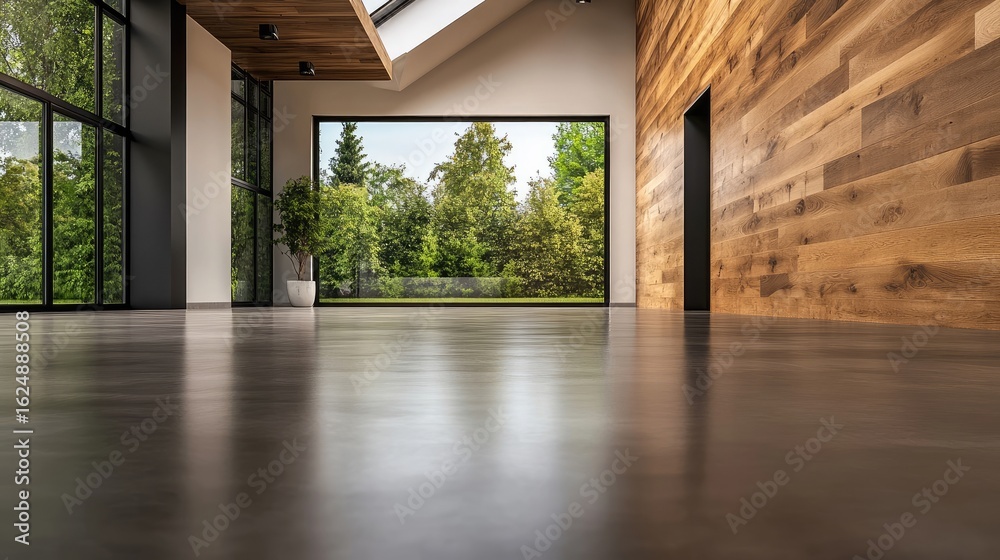 Fototapeta premium Modern interior design showcases spaciousness with natural light integration
