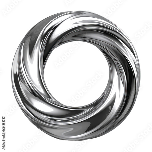 Abstract Metallic Ring Isolated On Transparent Background
